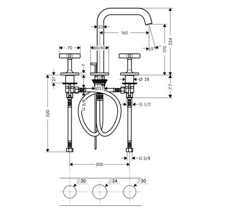 Vòi lavabo 3 lỗ AXOR Citerrio E 170 589.30.641